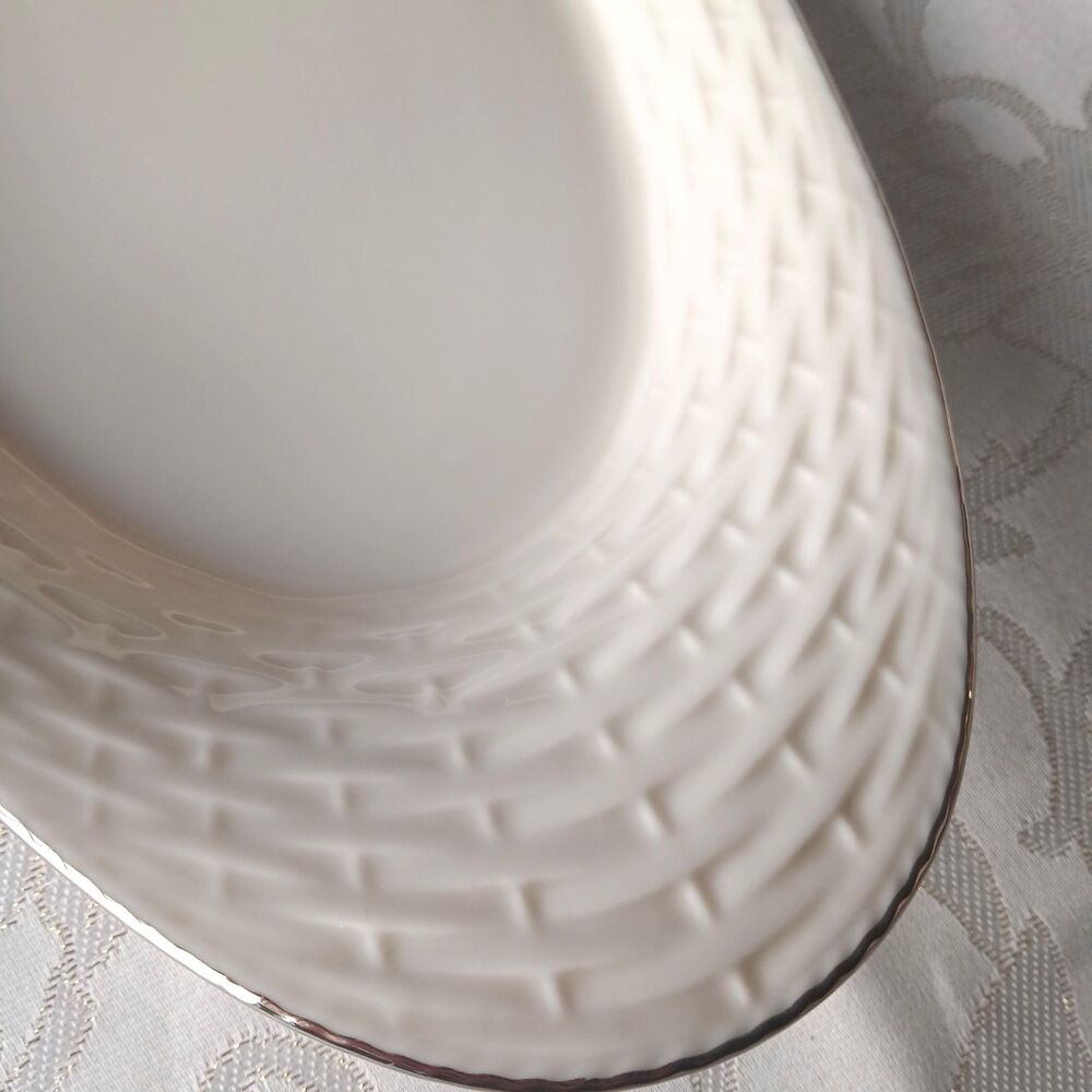 13 inch Bread Tray Bread Trays by Lenox Ivory basketweave platinum edge